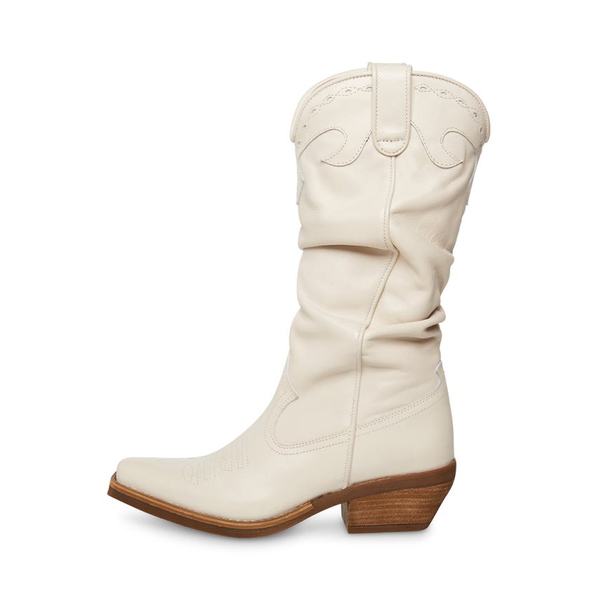 White Steve Madden Whiskey Leather Women's High Boots | PH 9578WX16